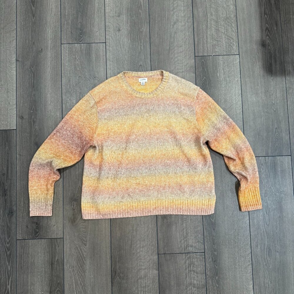J. Crew Women Italian Space Dyed Colorful Cotton Crewneck Pullover Sweater